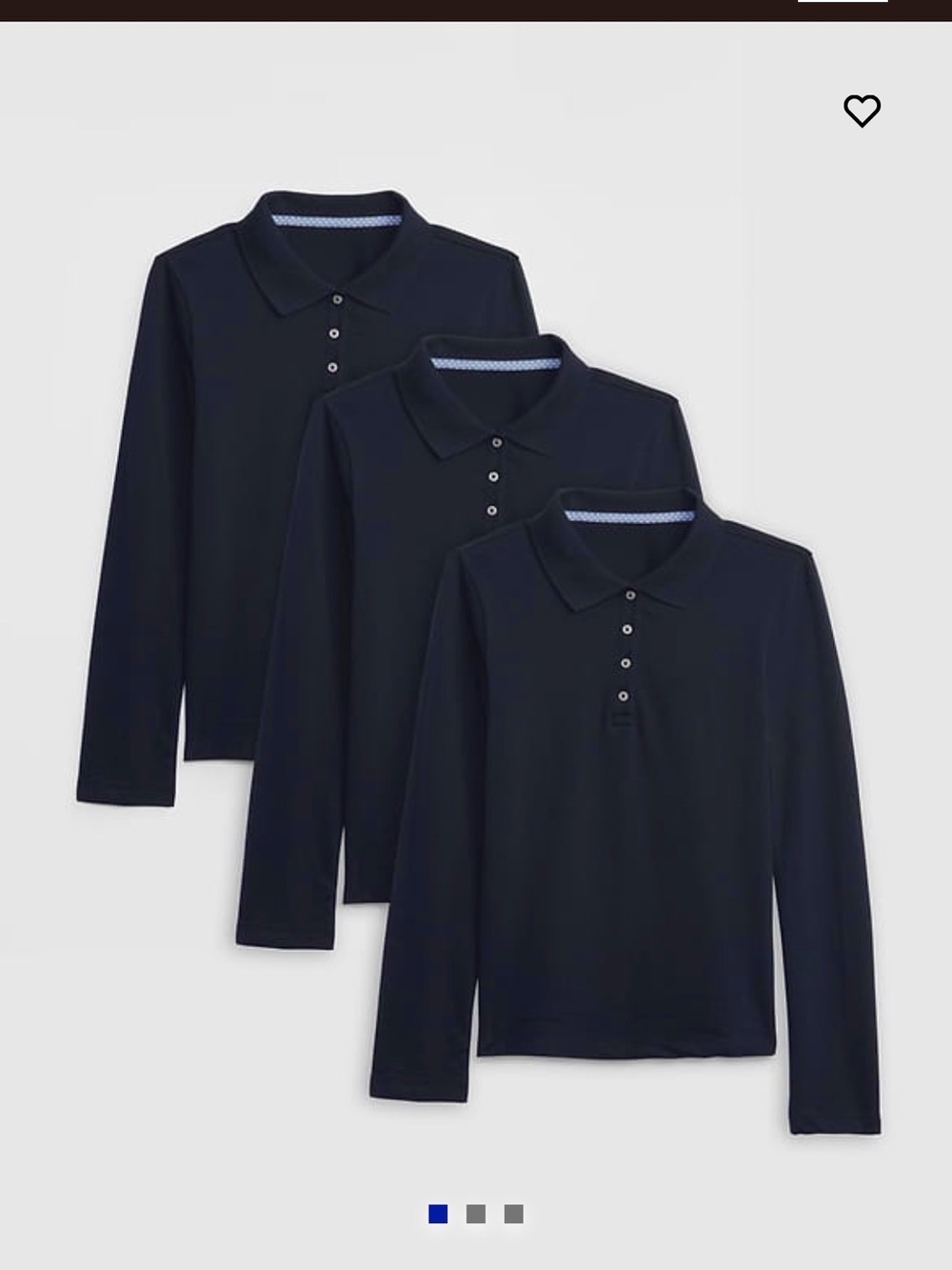 GAP Navy Small Long-Sleeve Polo - Pack of 3 NWT